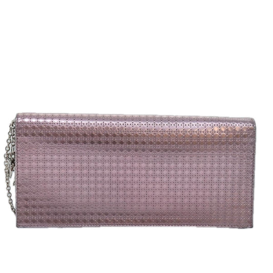 Christian Dior Lady Dior Croisiere Chain Wallet Micro Cannage Metallic Calfskin, PINK, LEATHER, Shoulder bag