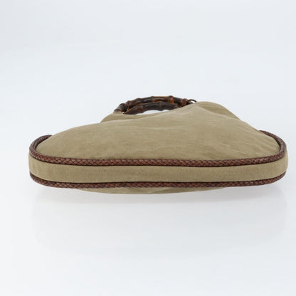 Gucci Vintage Bamboo Hobo Canvas, BEIGE, CANVAS, Handbag