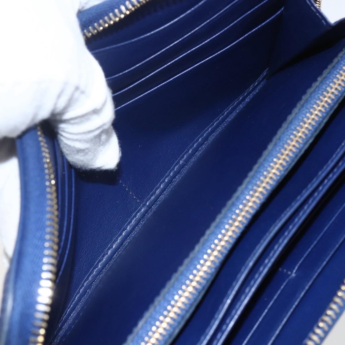 Prada Zip Around Organizer Wallet Saffiano Leather with Applique, BLUE, LEATHER, Wallets