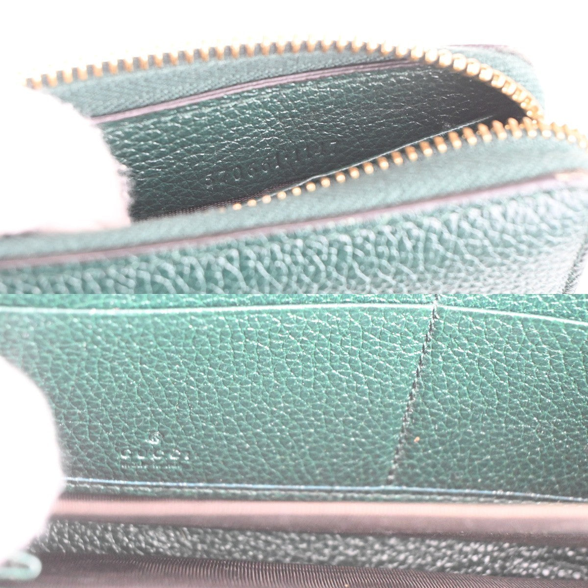 Gucci Zumi Zip Around Wallet Leather, GREEN, LEATHER, Wallets