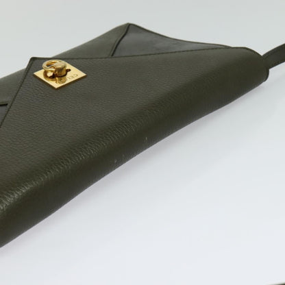 Celine Envelope Shoulder Bag Leather, KHAKI, LEATHER, Shoulder bag