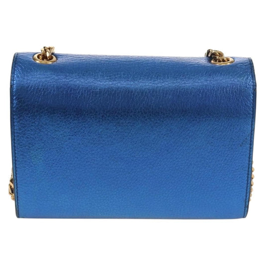 Saint Laurent Classic Monogram Tassel Crossbody Bag Leather, BLUE, LEATHER, Shoulder bag