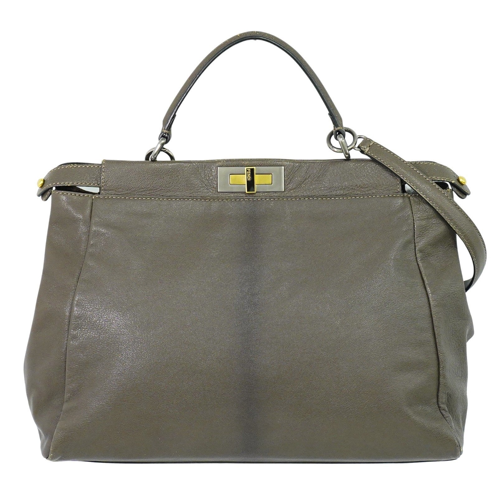Fendi Peekaboo Bag Leather, GRAY, LEATHER, Handbag
