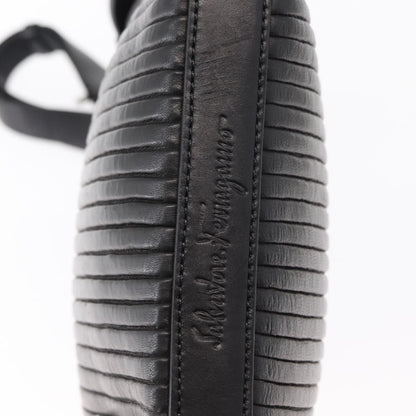 Salvatore Ferragamo Gancini Shoulder Bag Leather, BLACK, LEATHER, Shoulder bag