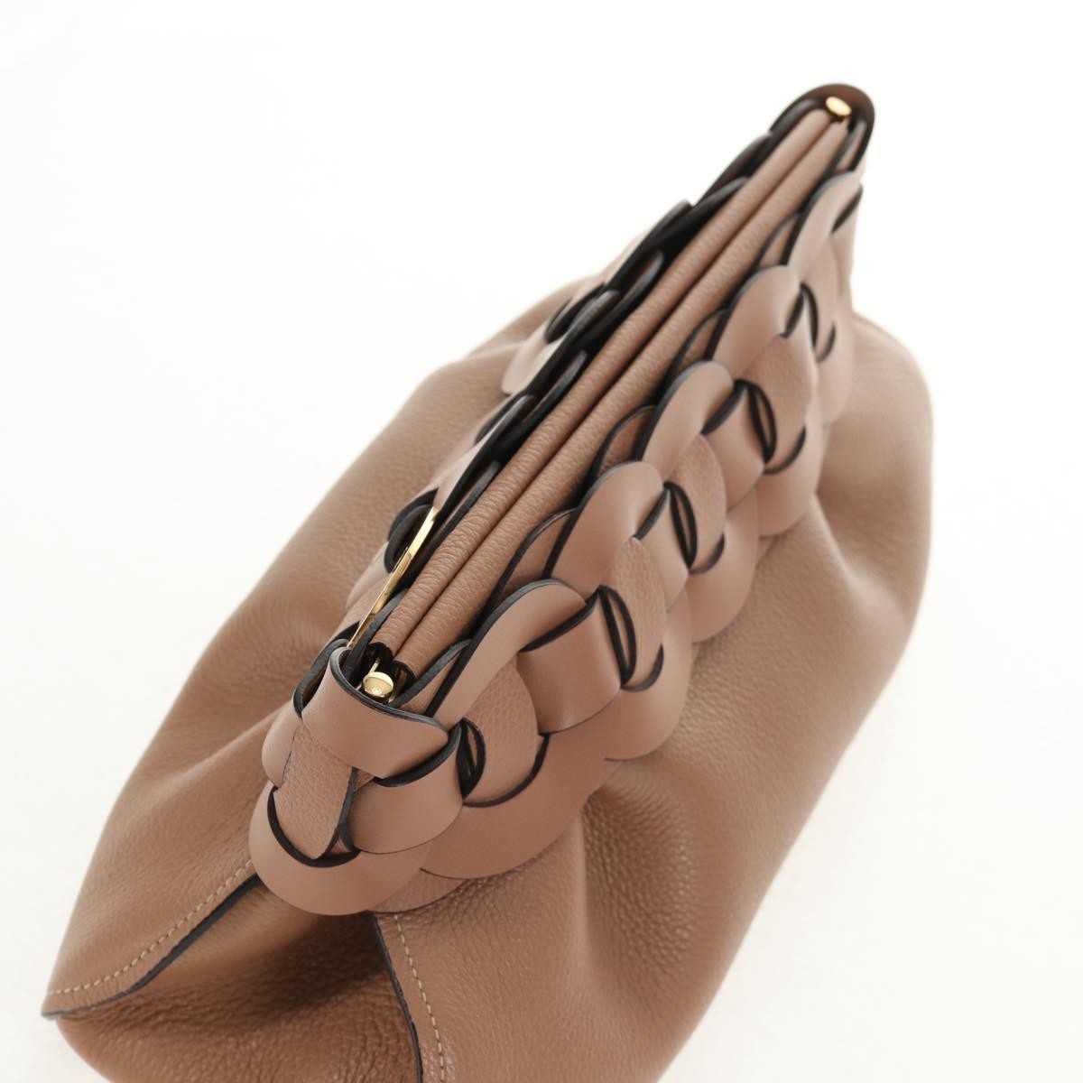 Chloe Darryl Clutch Leather, BEIGE, LEATHER, Clutche & pouche