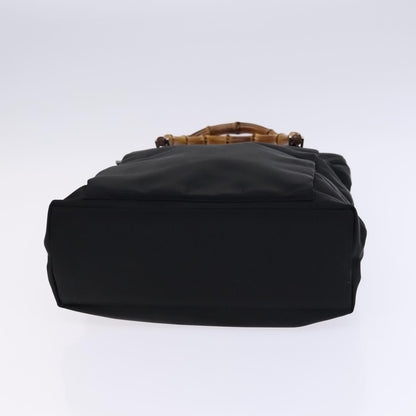 Gucci Vintage Bamboo Handle Bag Nylon, Black, Nylon, Tote Bag
