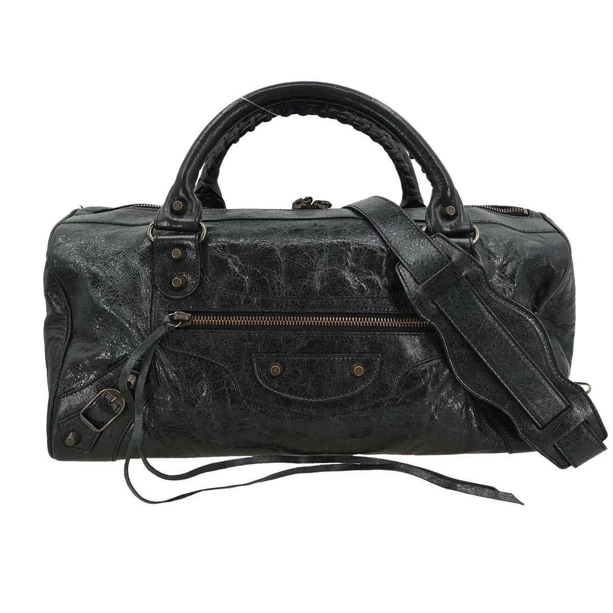 Balenciaga Twiggy Classic Studs Bag Leather, GREEN, LEATHER, Handbag