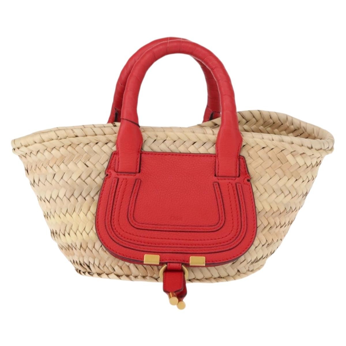 Chloe Marcie Basket Bag Raffia, BEIGE, WICKER, Handbag