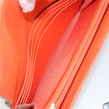 Chanel 19 Flap Wallet Quilted Lambskin, ORANGE, LEATHER, Wallets