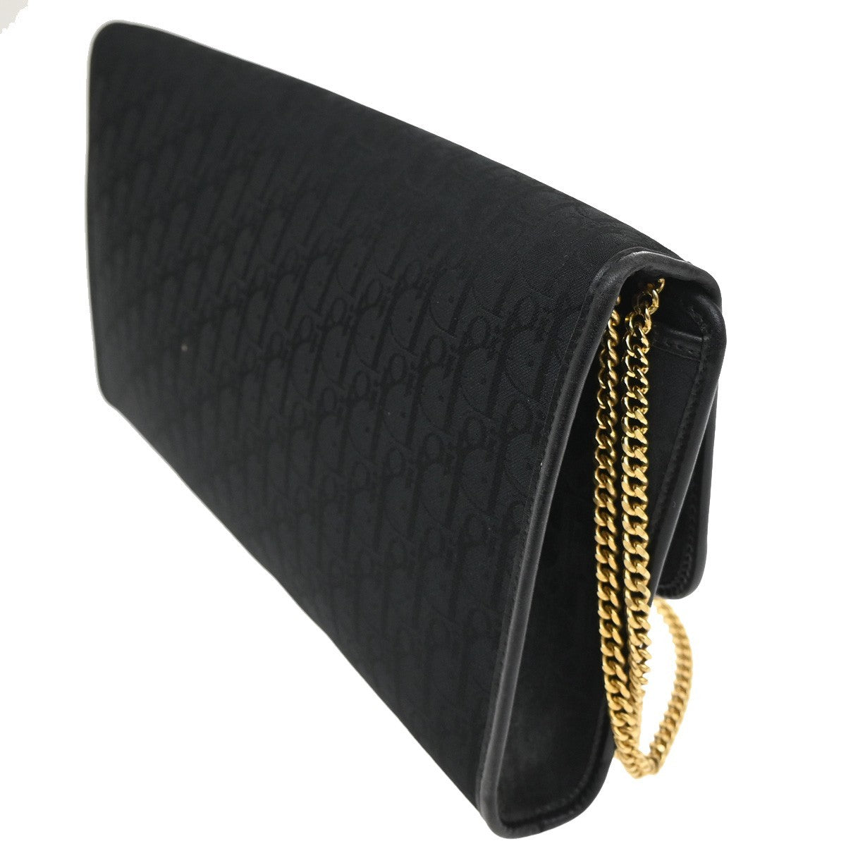 Christian Dior Vintage Chain Flap Shoulder Bag Diorissimo Canvas, BLACK, CANVAS, Shoulder bag