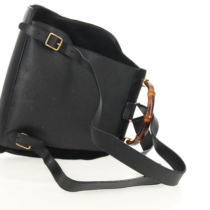 Gucci Vintage Bamboo Backpack Suede, BLACK, SUEDE, Backpack