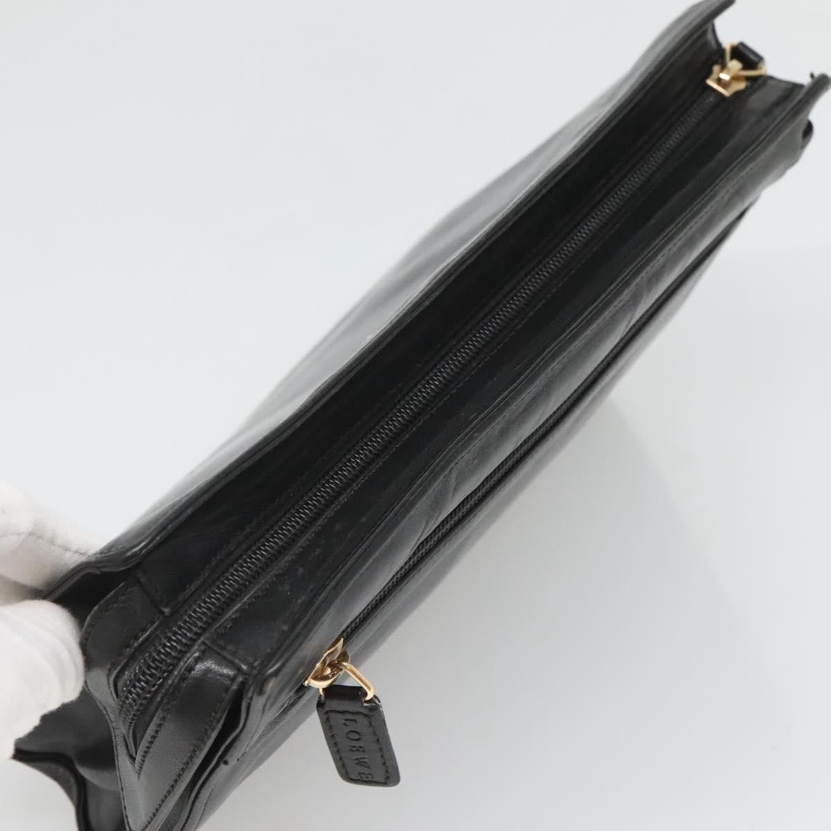 Loewe Anagram Clutch Bag Leather, BLACK, LEATHER, Clutche & pouche