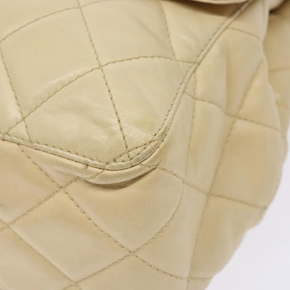 Chanel Vintage CC Flap Crossbody Bag Quilted Lambskin, BEIGE, LEATHER, Shoulder bag