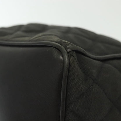 Chanel Vintage Drawstring Chain Bucket Bag Quilted Canvas, BLACK, CANVAS, Shoulder bag