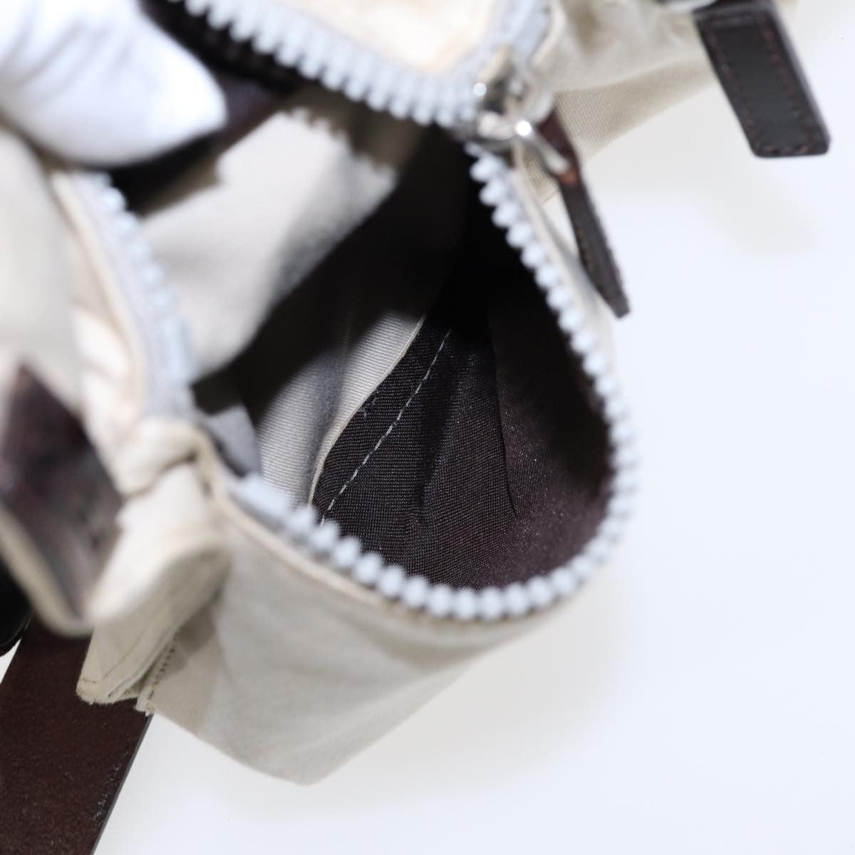 Fendi Vintage Double Pocket Zip Shoulder Bag Canvas, BEIGE, CANVAS, Shoulder bag