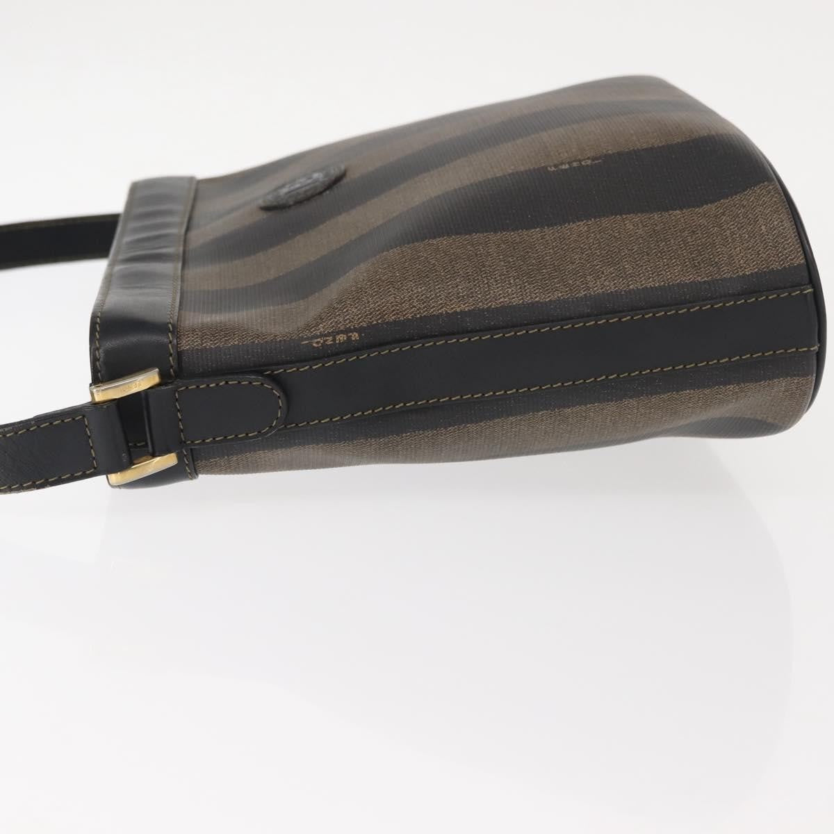 Fendi Pequin Shoulder Bag Canvas, BROWN, PVC, Shoulder bag