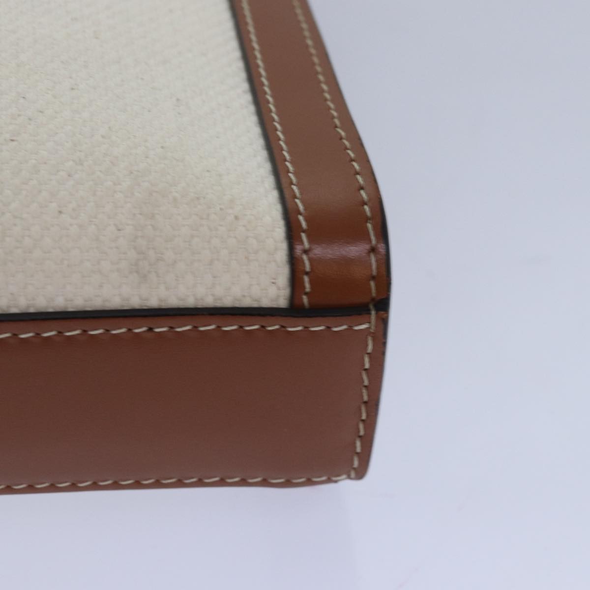 Celine Vertical Cabas Tote Canvas with Leather, WHITE, CANVAS, Handbag