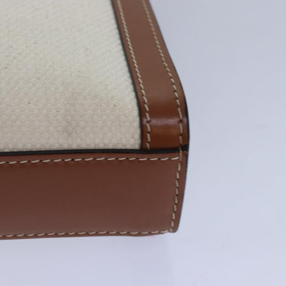 Celine Vertical Cabas Tote Canvas with Leather, WHITE, CANVAS, Handbag