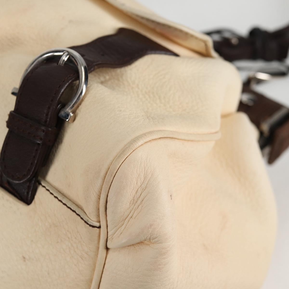 Salvatore Ferragamo Gancini handbag Leather, BEIGE, LEATHER, Handbag