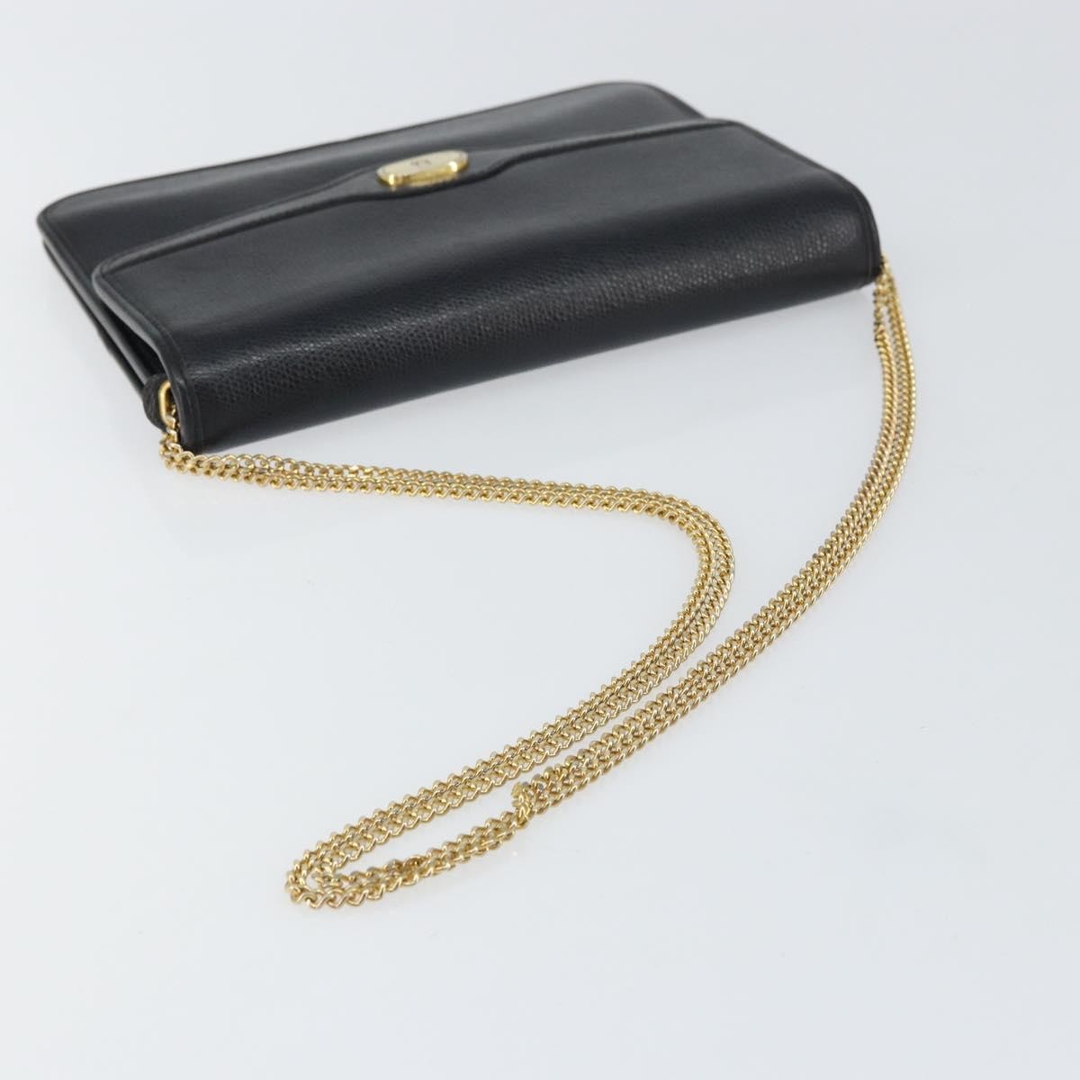 Christian Dior Vintage CD Chain Flap Shoulder Bag Leather, BLACK, LEATHER, Shoulder bag