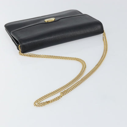 Christian Dior Vintage CD Chain Flap Shoulder Bag Leather, BLACK, LEATHER, Shoulder bag