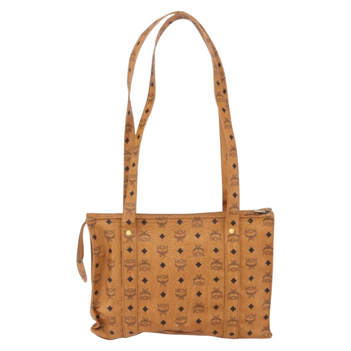 MCM Vintage Visetos Tote bag Canvas, BROWN, PVC, Tote bag
