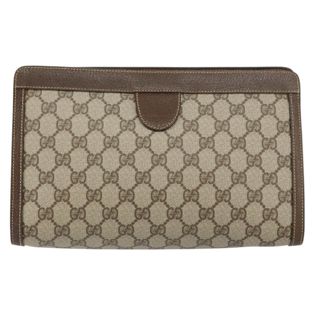 Gucci GG Supreme Clutch bag PVC, BEIGE, PVC, Clutche & pouche