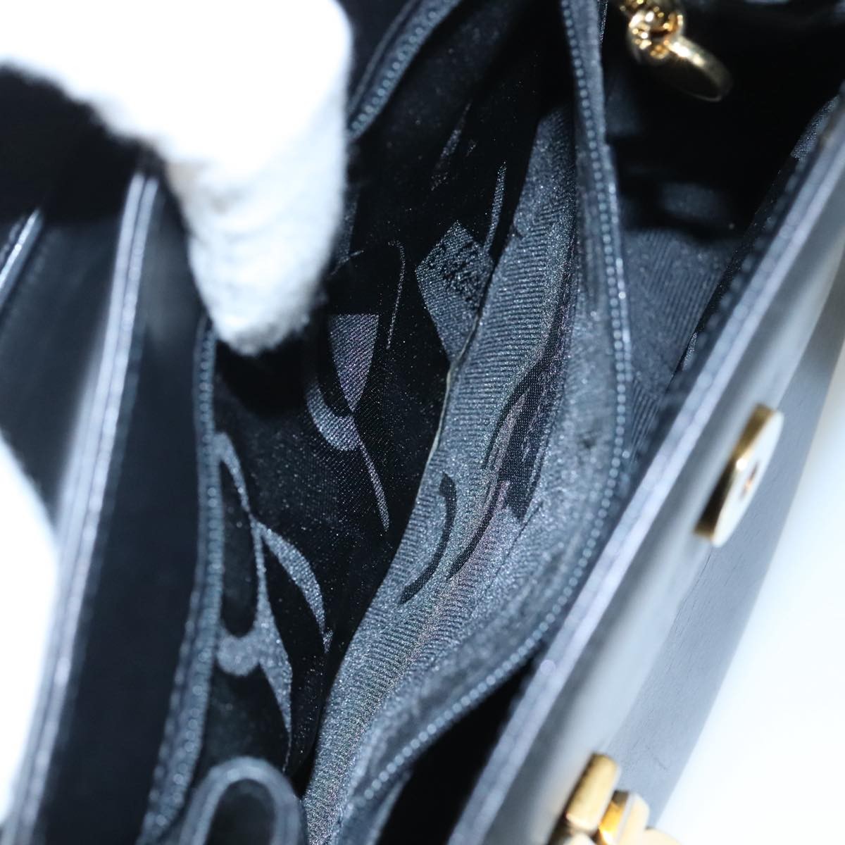 Salvatore Ferragamo Gancini handbag Leather, BLACK, LEATHER, Handbag