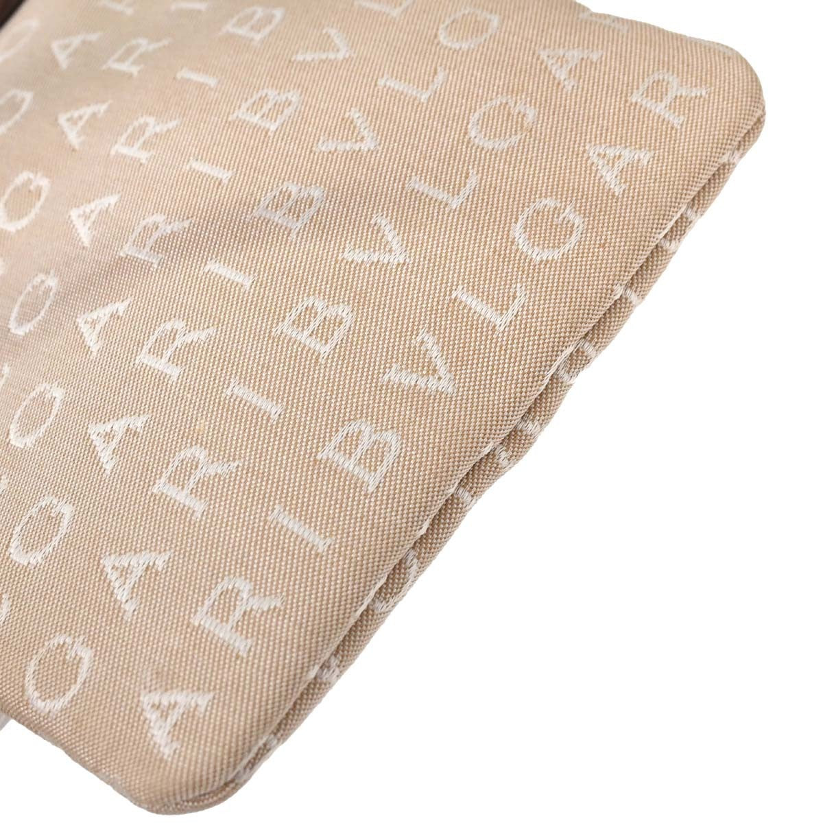 Bvlgari Logomania Shoulder Bag Canvas with Leather, BEIGE, CANVAS, Shoulder bag