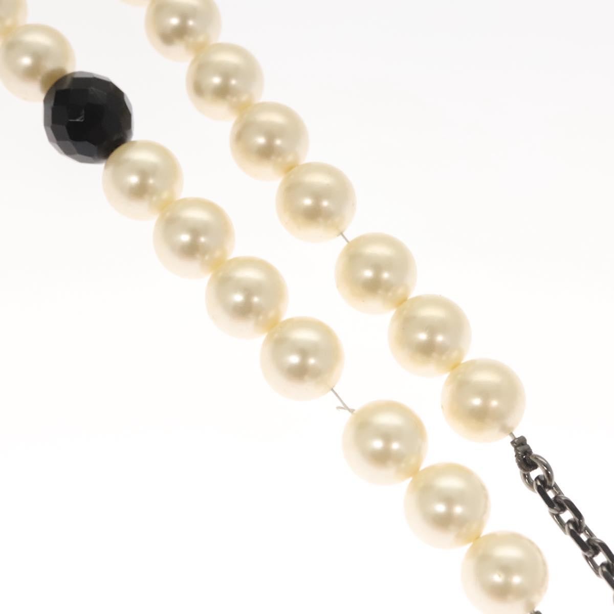 Chanel CC Pearl Necklace Faux Pearls and Metal, WHITE, METAL, Necklace