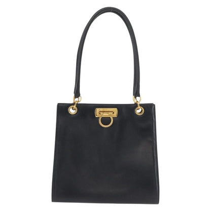 Salvatore Ferragamo Gancini Shoulder Bag Leather, NAVY, LEATHER, Shoulder bag