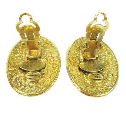 Chanel Vintage CC Button ovales Clip-On Earrings Gold-plated, GOLD, GOLD_PLATED, Earrings