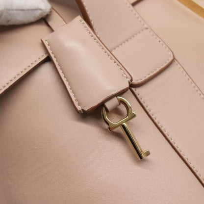 Salvatore Ferragamo Sookie Satchel Leather, BEIGE, LEATHER, Handbag