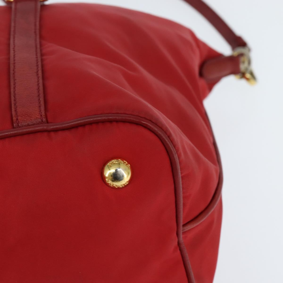 Prada Convertible Logo Tote Tessuto and Leather, RED, NYLON, Tote bag