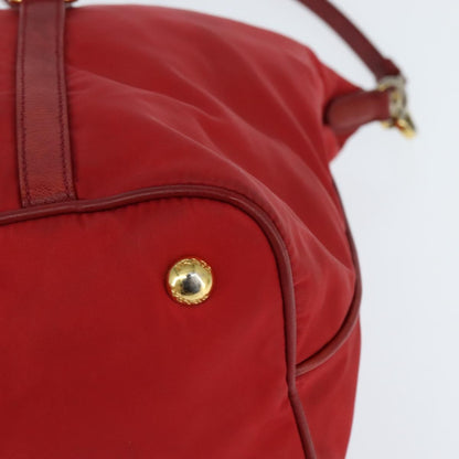 Prada Convertible Logo Tote Tessuto and Leather, RED, NYLON, Tote bag