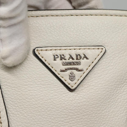 Prada Front Pocket Wing Convertible Tote Vitello Daino, WHITE, LEATHER, Tote bag