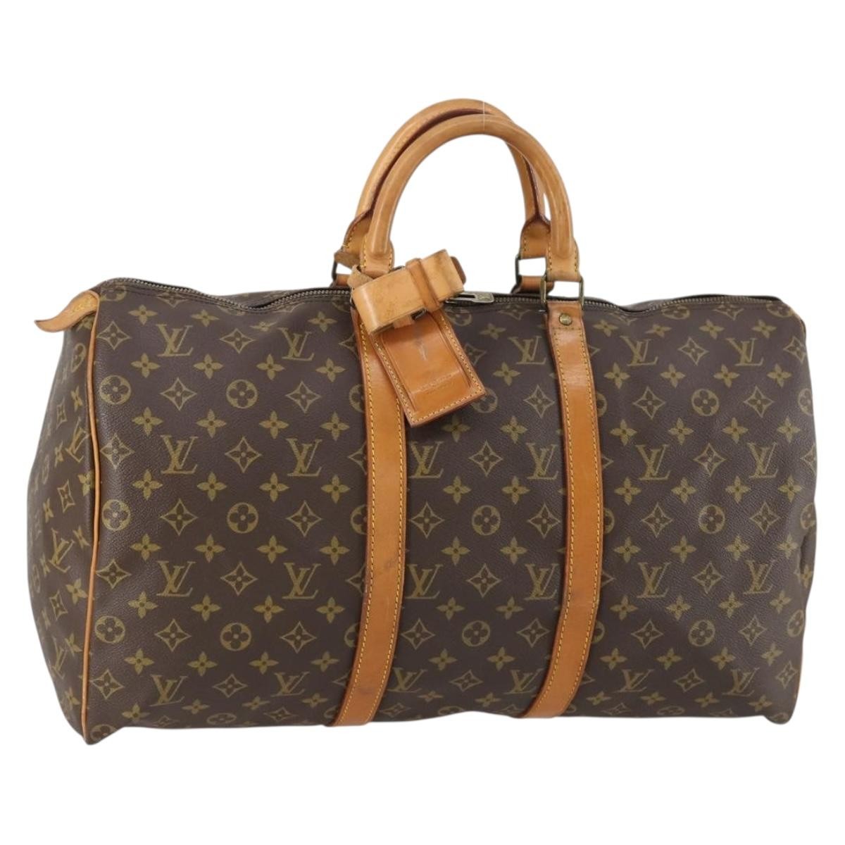 Louis Vuitton Keepall Bag Monogram Canvas, BROWN, CANVAS, Travel bag