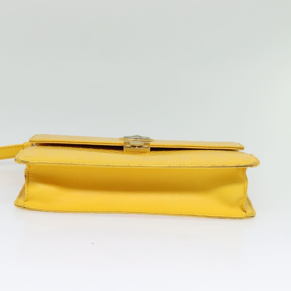 Versace Wristlet Pouch Leather, YELLOW, LEATHER, Clutche & pouche