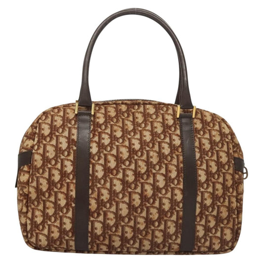 Christian Dior Vintage CD Trotter Handbag Canvas, BROWN, CANVAS, Handbag