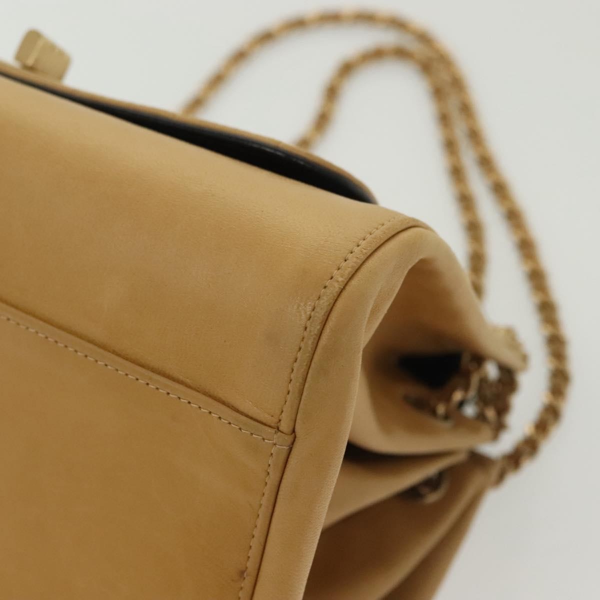 Chanel Chocolate Bar Flap Bag Quilted Lambskin, BEIGE, LEATHER, Shoulder bag