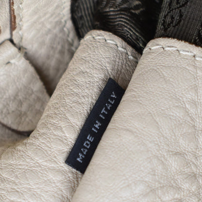 Prada Twin Shopping Tote Vitello Daino, BEIGE, LEATHER, Handbag