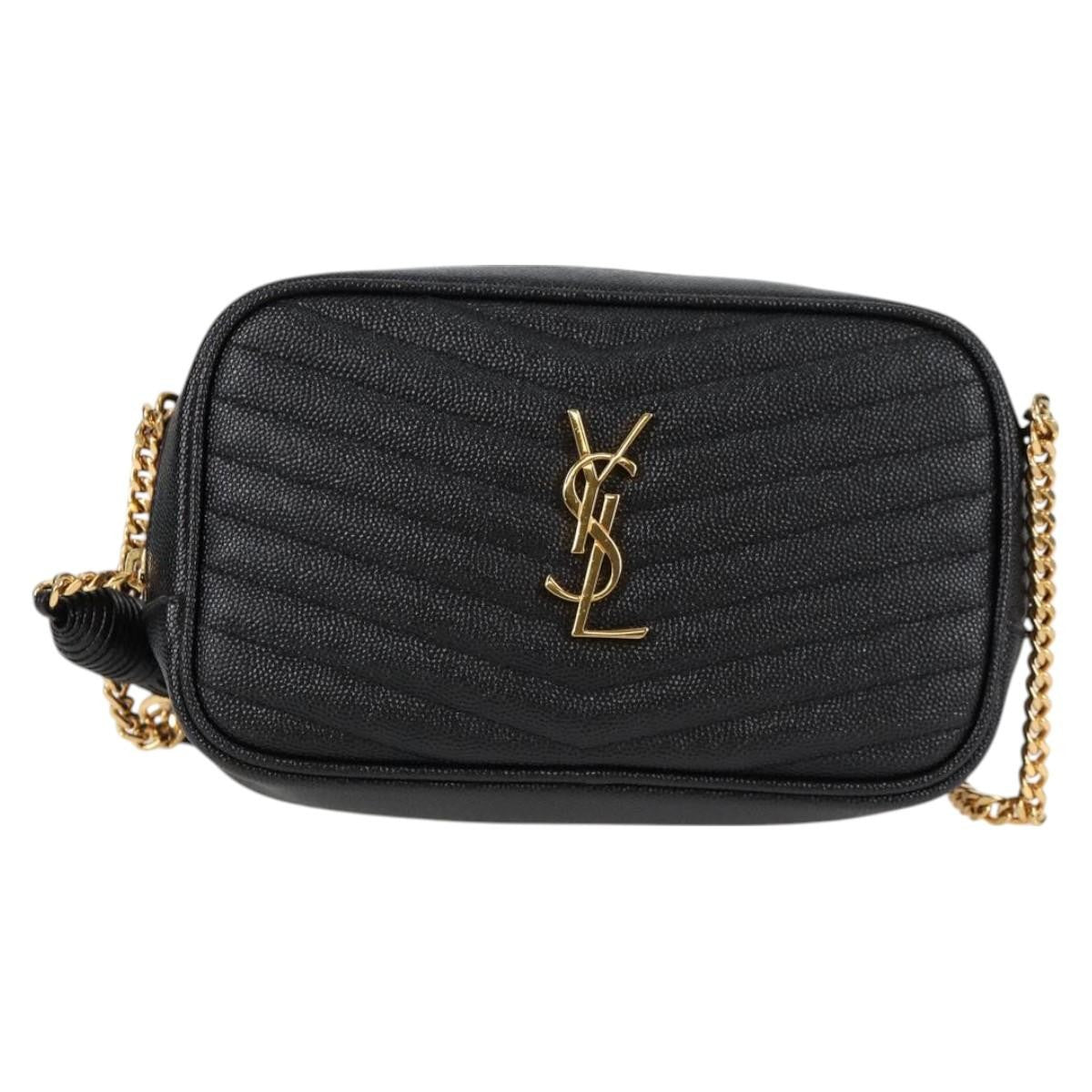 Saint Laurent Lou Camera Bag Leather, BLACK, LEATHER, Crossbody bag