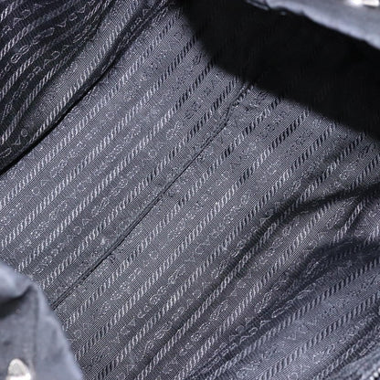 Prada Bow Tote Tessuto with Leather, BLACK, NYLON, Tote bag