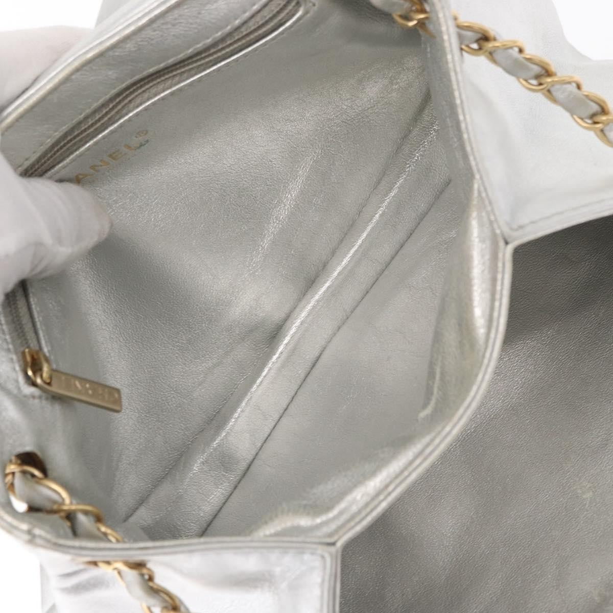 Chanel Mademoiselle Lock Accordion Flap Bag Quilted Lambskin, SILVER, LEATHER, Shoulder bag