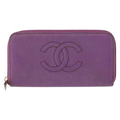 Chanel Timeless CC Zipped Wallet Caviar, PURPLE, LEATHER, Wallets