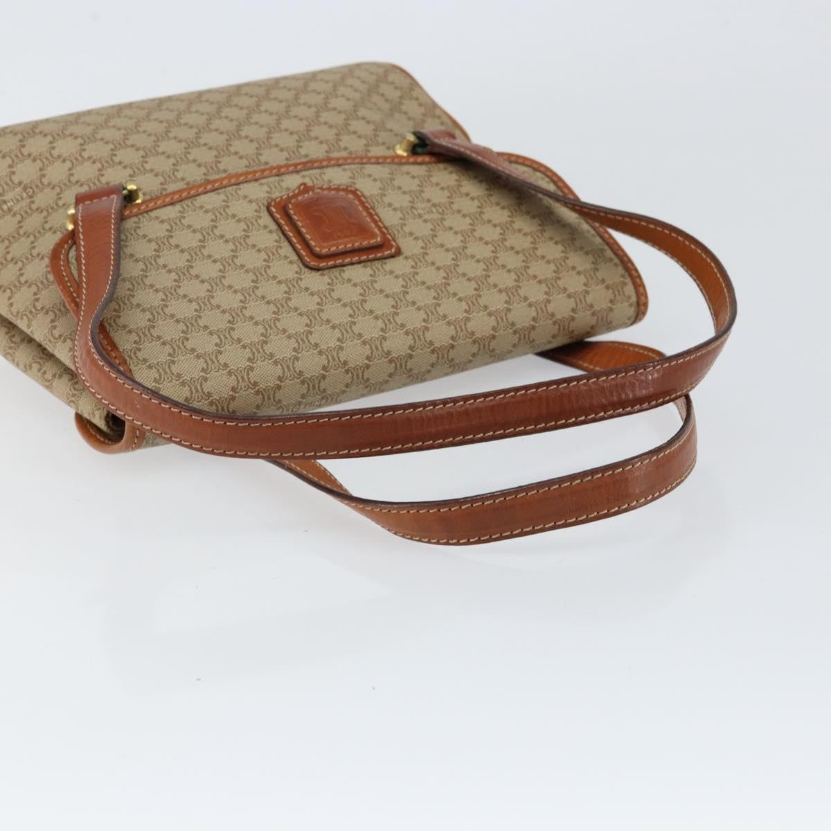 Celine Vintage Macadam Handbag Canvas, BEIGE, CANVAS, Handbag