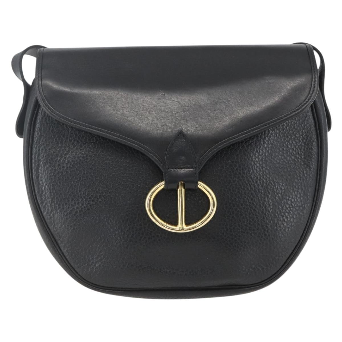 Christian Dior Vintage CD Flap Shoulder Bag Leather, BLACK, LEATHER, Shoulder bag