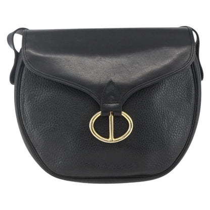 Christian Dior Vintage CD Flap Shoulder Bag Leather, BLACK, LEATHER, Shoulder bag