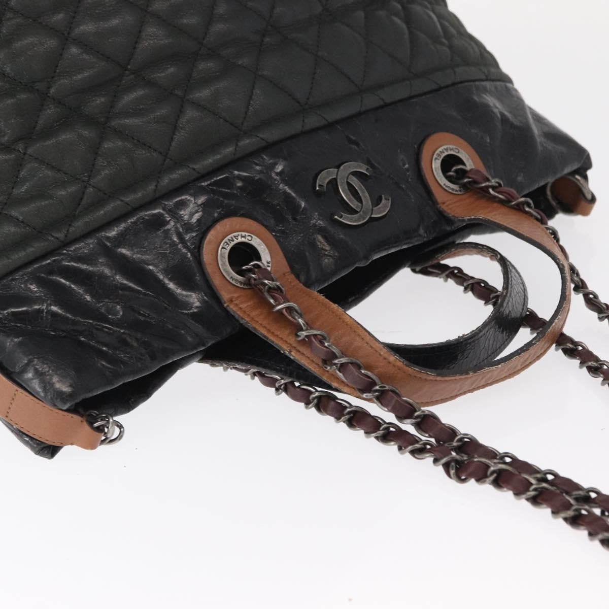 Chanel In The Mix Tote Quilted Iridescent Calfskin, BLACK, LEATHER, Shoulder bag