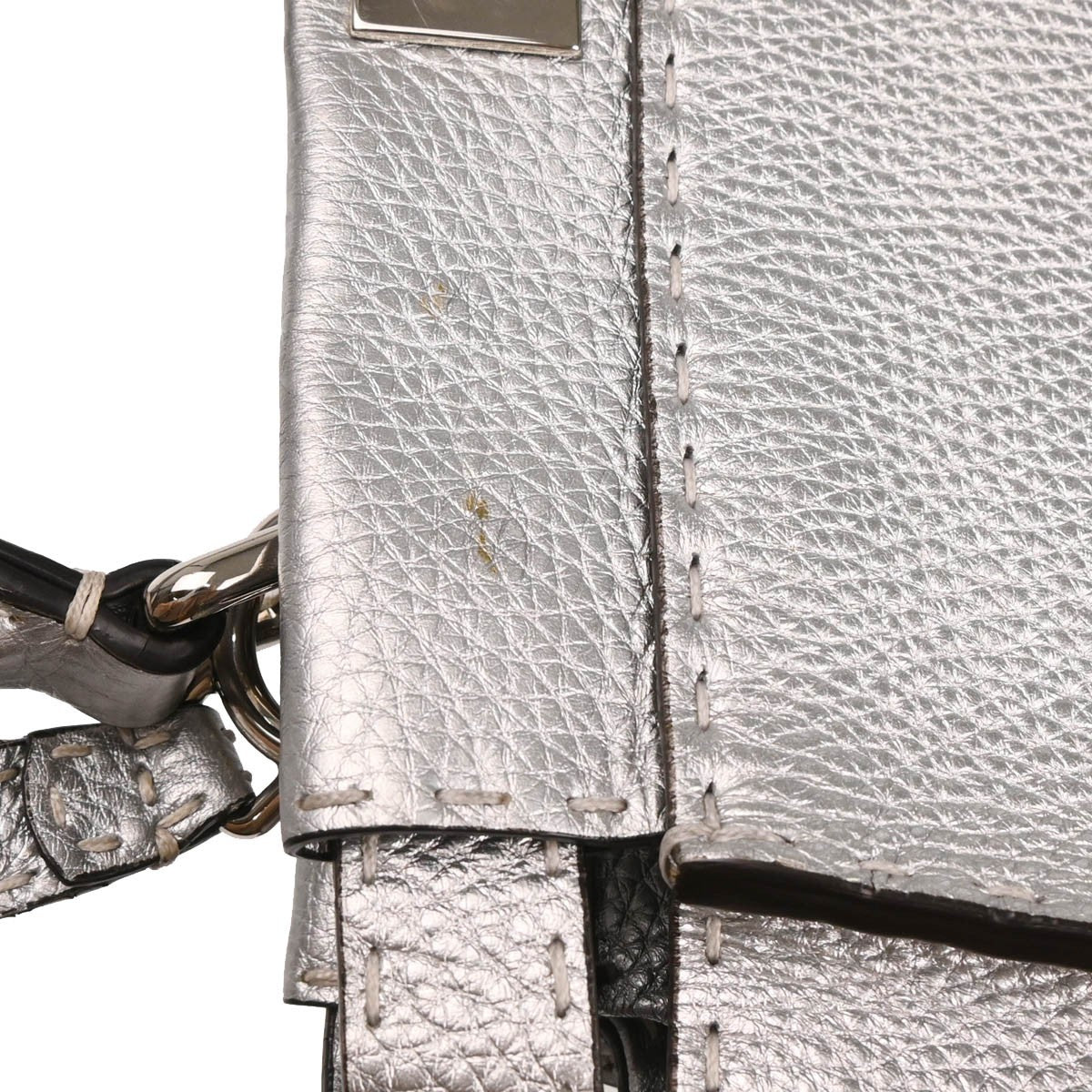 Fendi Peekaboo Bag Leather, SILVER, LEATHER, Handbag